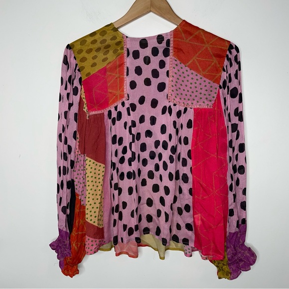 Anthropologie Tops - Bl^nk London x Anthropologie MIRANDA PEASANT Pink Black Eclectic Size Petite S